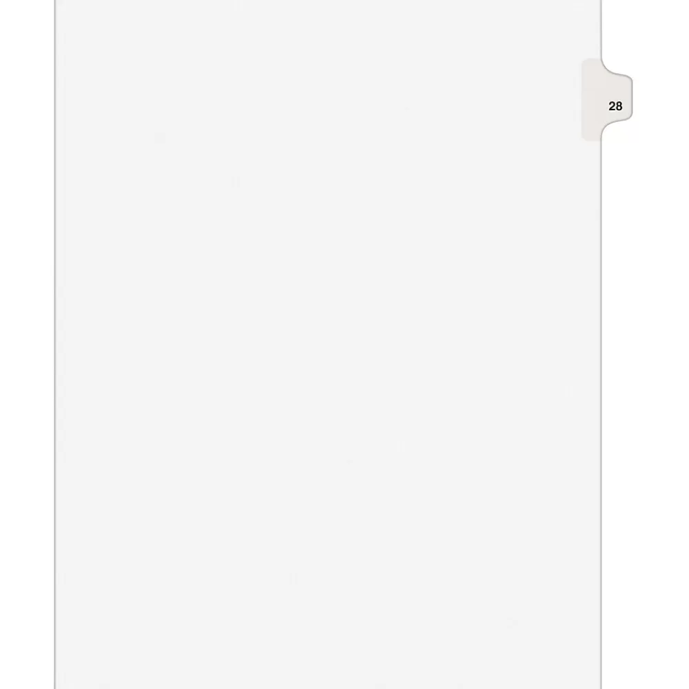 Avery Dividers<Legal Pre-Printed Paper Dividers, Side Tab #28, White, Style, Letter Size, 25/Pack (01028)
