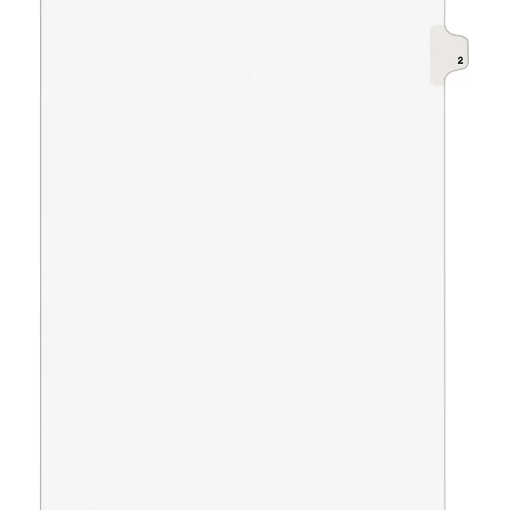 Avery Dividers<Legal Pre-Printed Paper Dividers, Side Tab #2, White, Style, Letter Size, 25/Pack (11912)