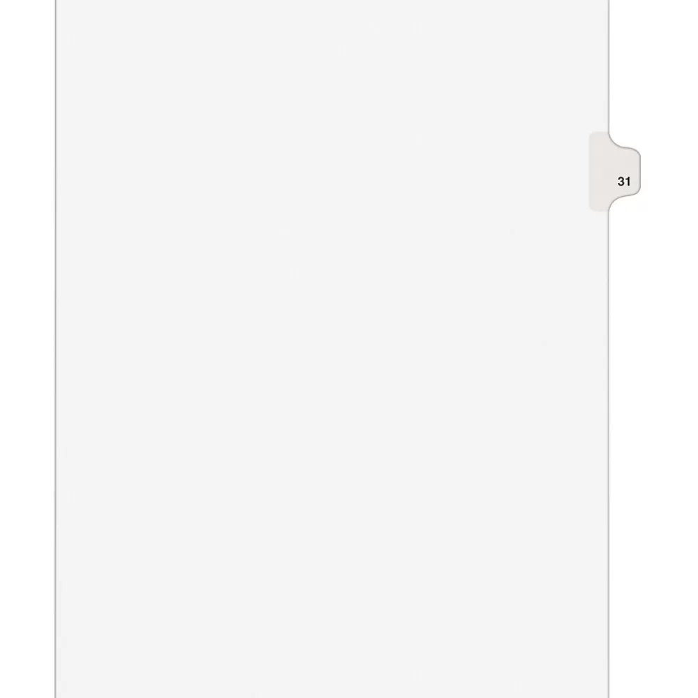 Avery Dividers<Legal Pre-Printed Paper Dividers, Side Tab #31, White, Style, Letter Size, 25/Pack (01031)
