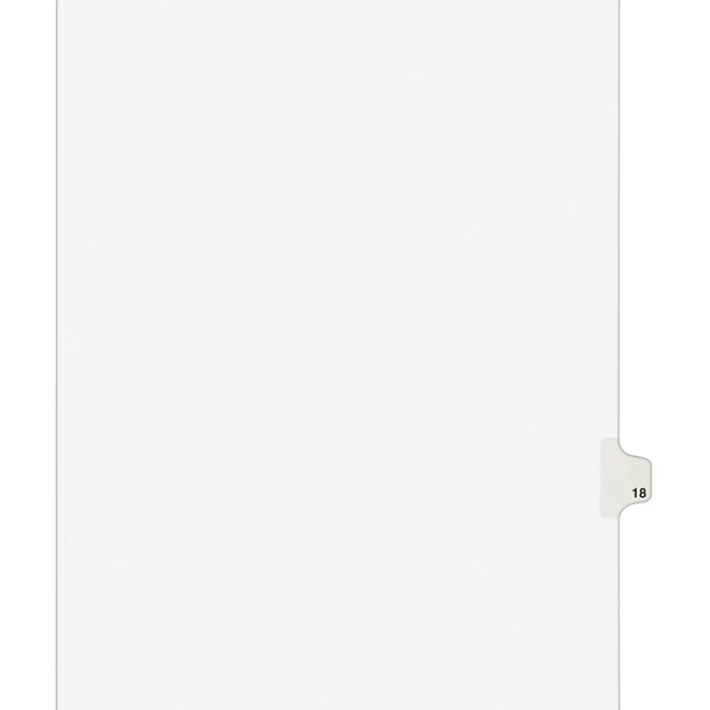 Avery Dividers<Legal Pre-Printed Paper Dividers, Side Tab #18, White, Style, Letter Size, 25/Pack (01018)
