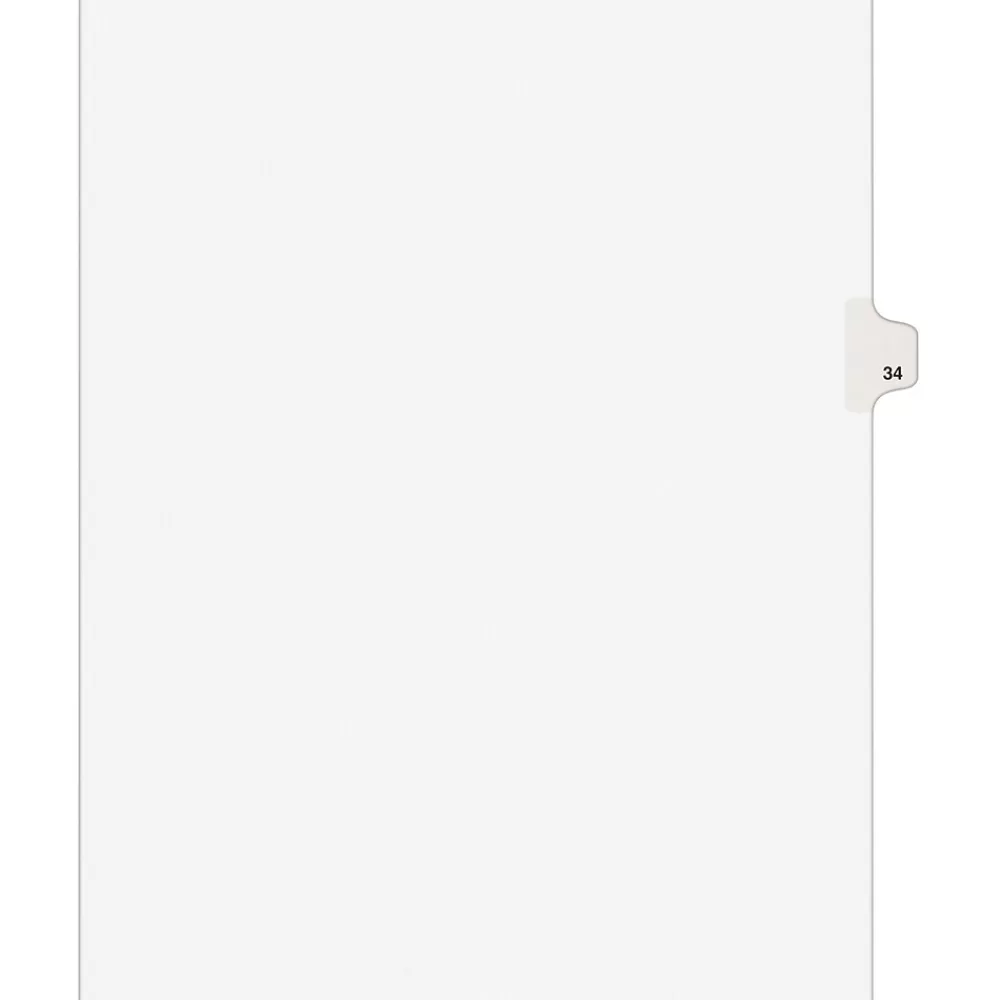 Avery Dividers<Legal Pre-Printed Paper Dividers, Side Tab #34, White, Style, Letter Size, 25/Pack (01034)