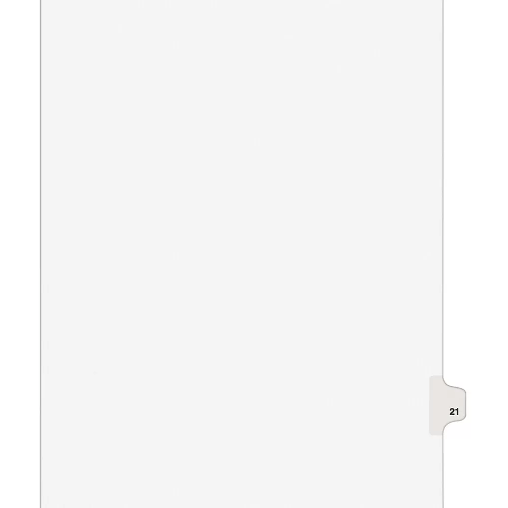 Avery Dividers<Legal Pre-Printed Paper Dividers, Side Tab #21, White, Style, Letter Size, 25/Pack (01021)