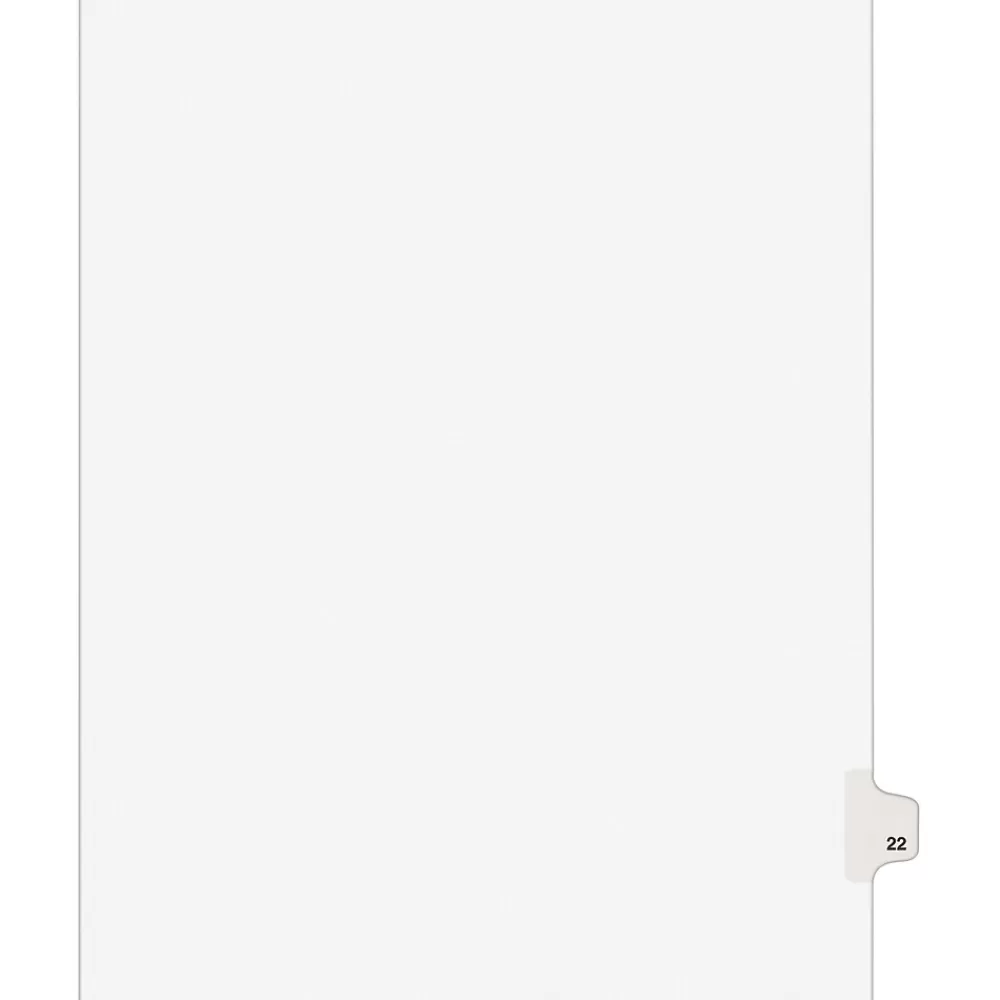 Avery Dividers<Legal Pre-Printed Paper Dividers, Side Tab #22, White, Style, Letter Size, 25/Pack (01022)
