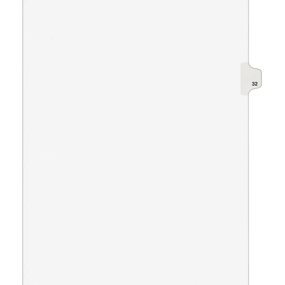 Avery Dividers<Legal Pre-Printed Paper Dividers, Side Tab #32, White, Style, Letter Size, 25/Pack (01032)