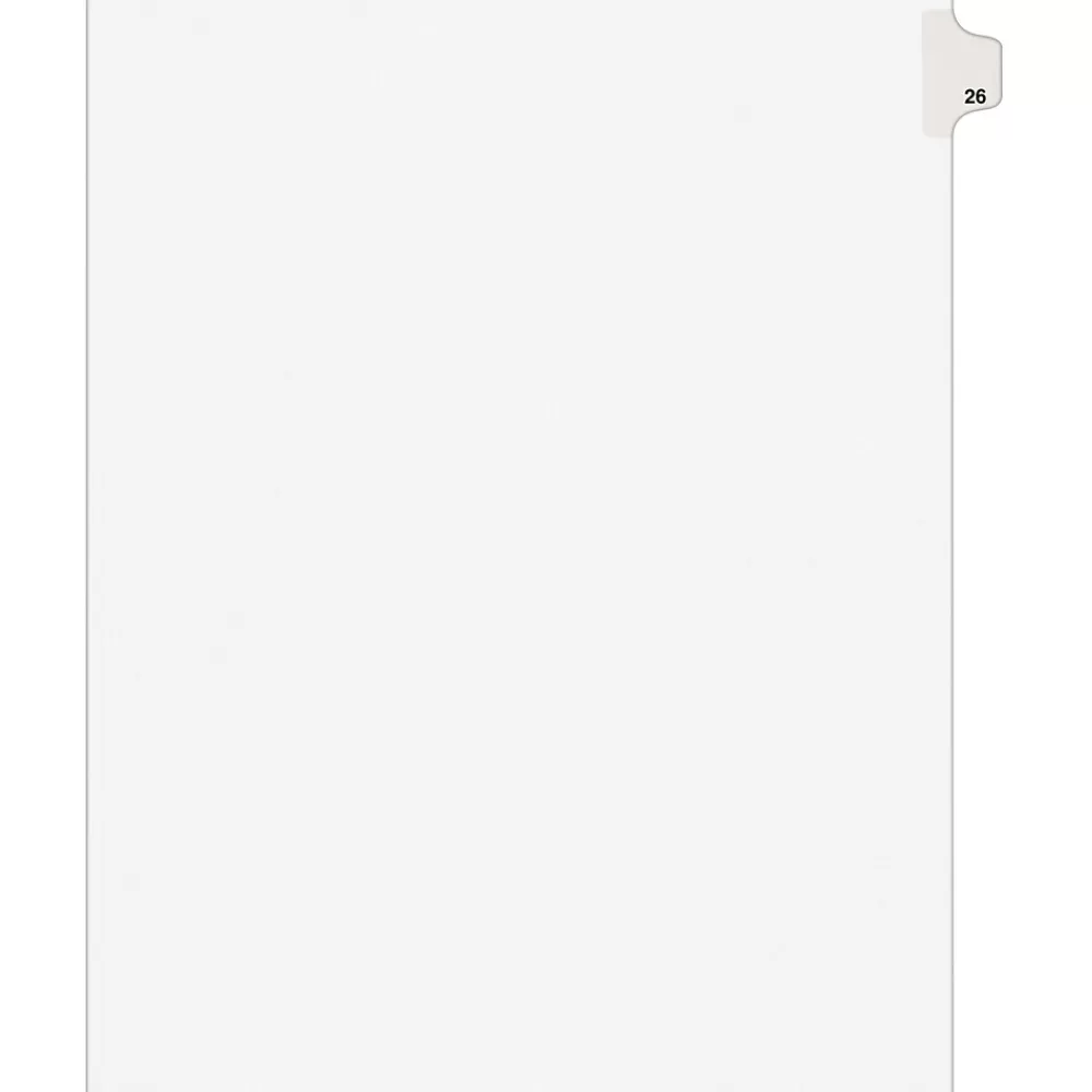 Avery Dividers<Legal Pre-Printed Paper Dividers, Side Tab #26, White, Style, Letter Size, 25/Pack (01026)