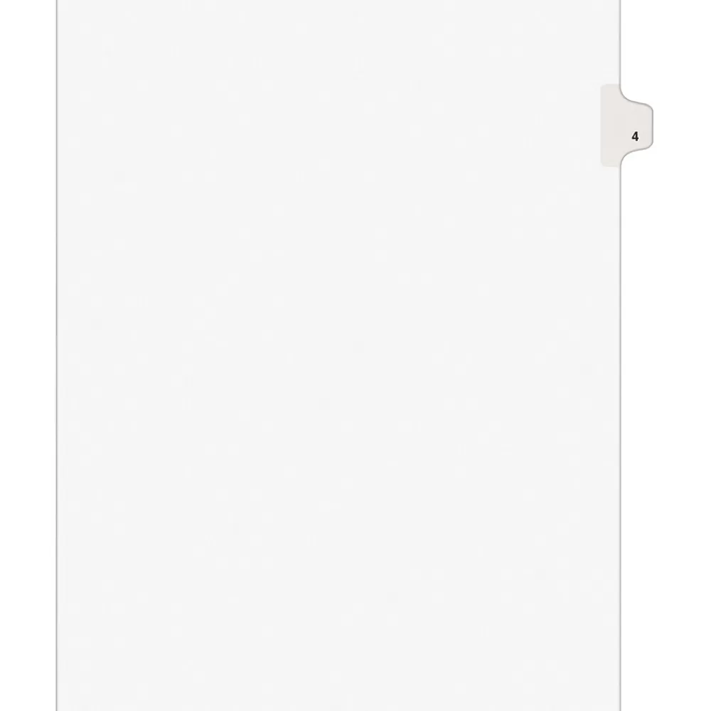 Avery Dividers<Legal Pre-Printed Paper Dividers, Side Tab #4, White, Style, Letter Size, 25/Pack (11914)