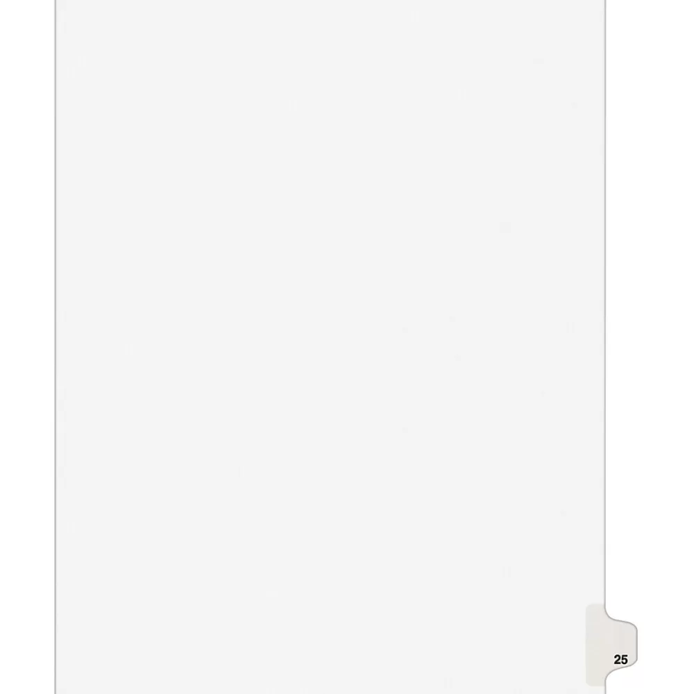 Avery Dividers<Legal Pre-Printed Paper Dividers, Side Tab #25, White, Style, Letter Size, 25/Pack (01025)