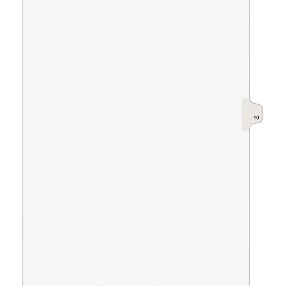Avery Dividers<Legal Pre-Printed Paper Dividers, Side Tab #10, White, Style, Letter Size, 25/Pack (11920)