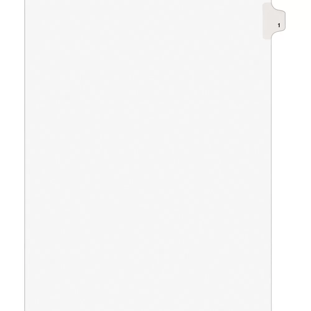 Avery Dividers<Legal Pre-Printed Paper Dividers, Side Tab #1, White, Style, Letter Size, 25/Pack (11911)