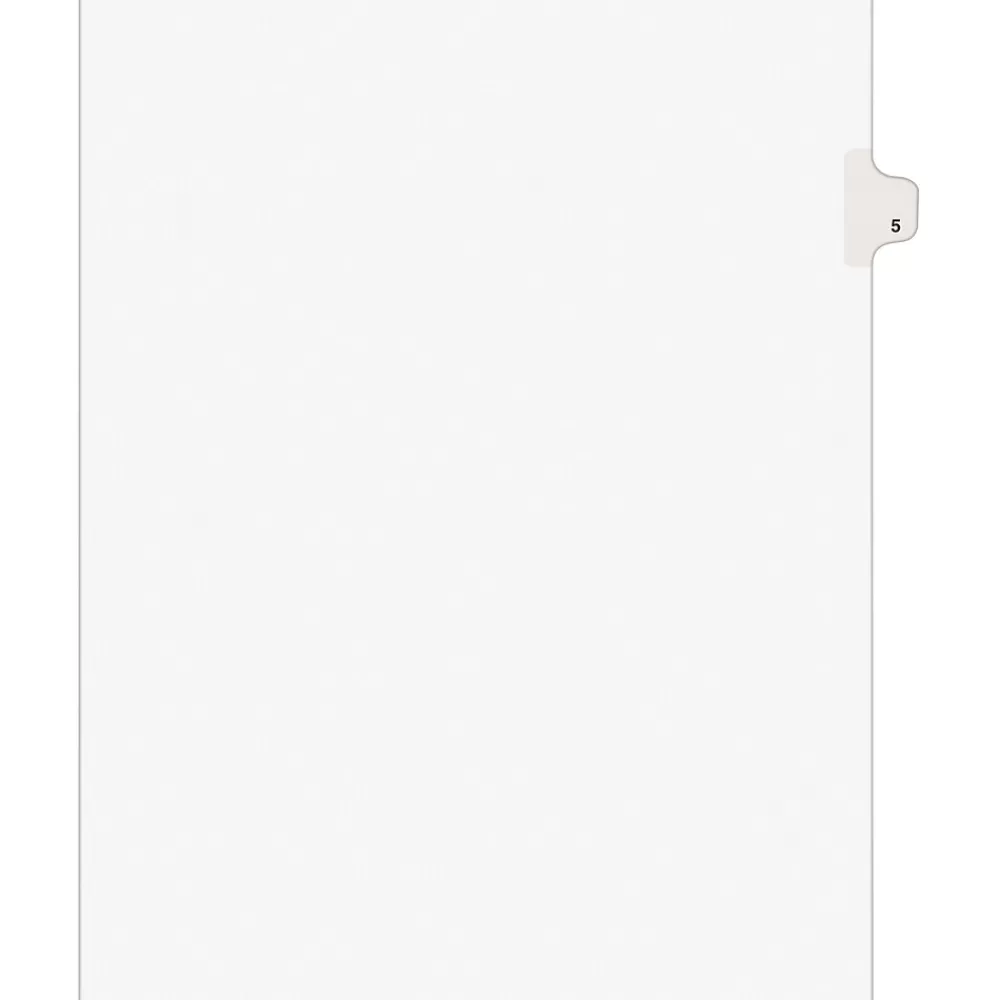 Avery Dividers<Legal Pre-Printed Paper Dividers, Side Tab #5, White, Style, Letter Size, 25/Pack (11915)