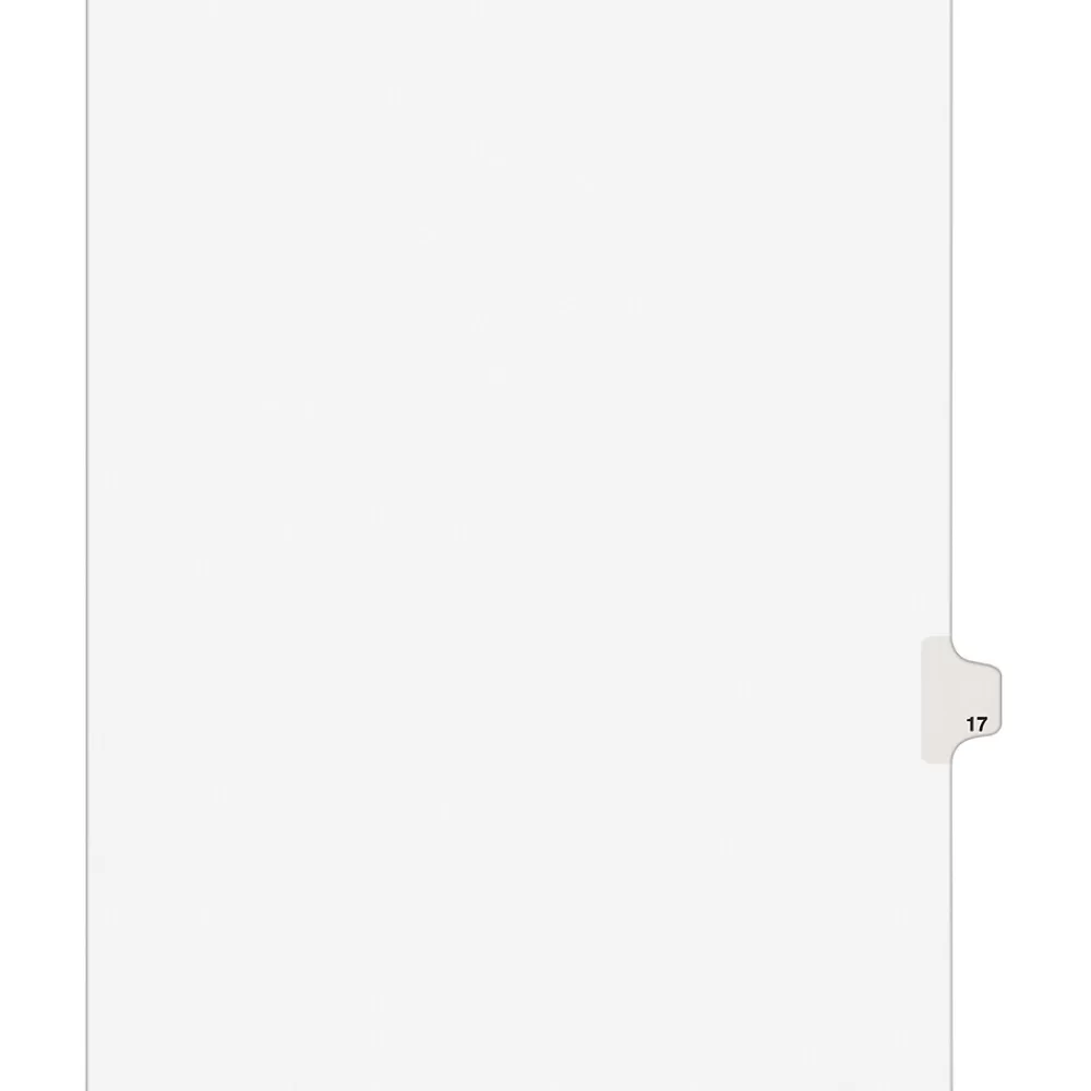 Avery Dividers<Legal Pre-Printed Paper Dividers, Side Tab #17, White, Style, Letter Size, 25/Pack (01017)