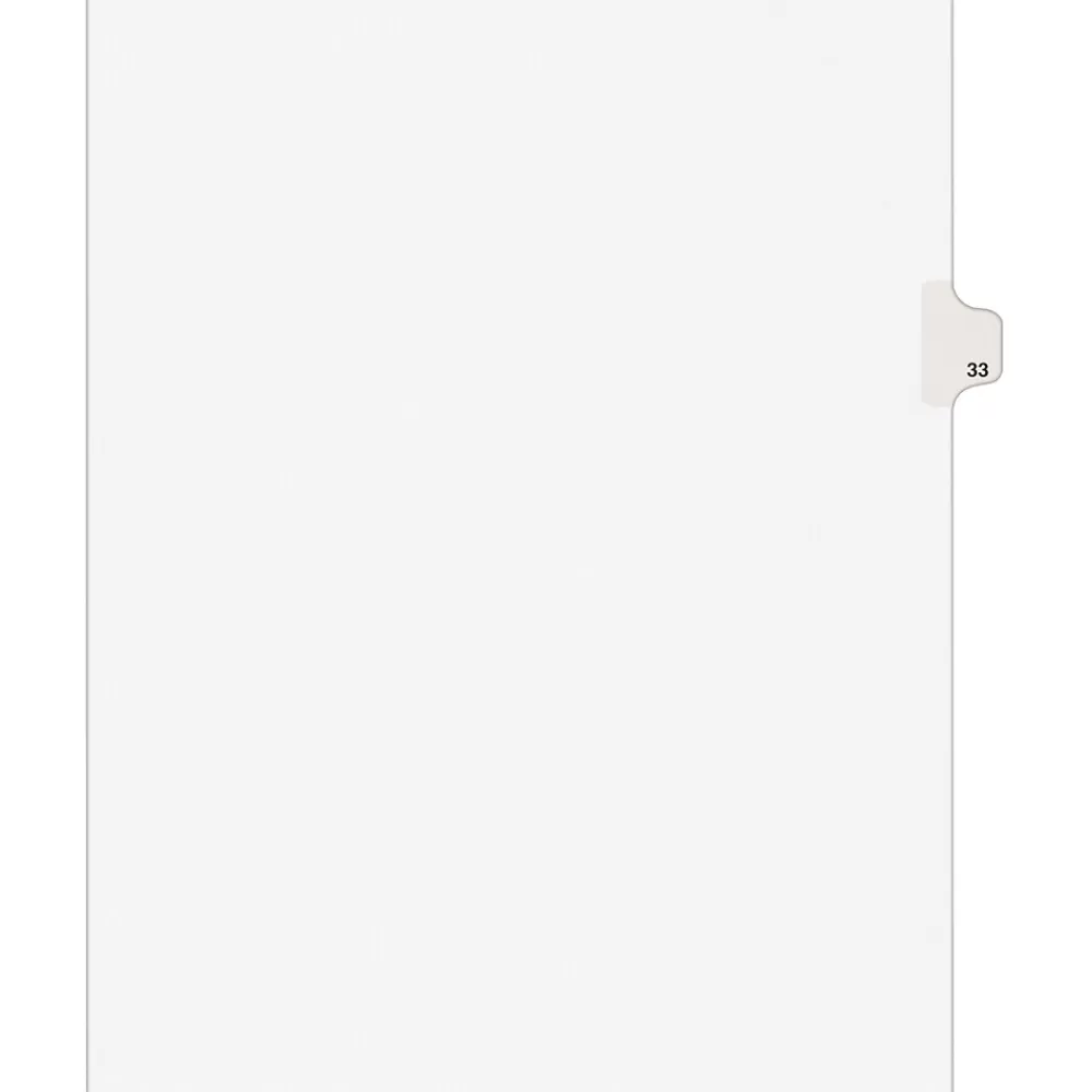 Avery Dividers<Legal Pre-Printed Paper Dividers, Side Tab #33, White, Style, Letter Size, 25/Pack (01033)