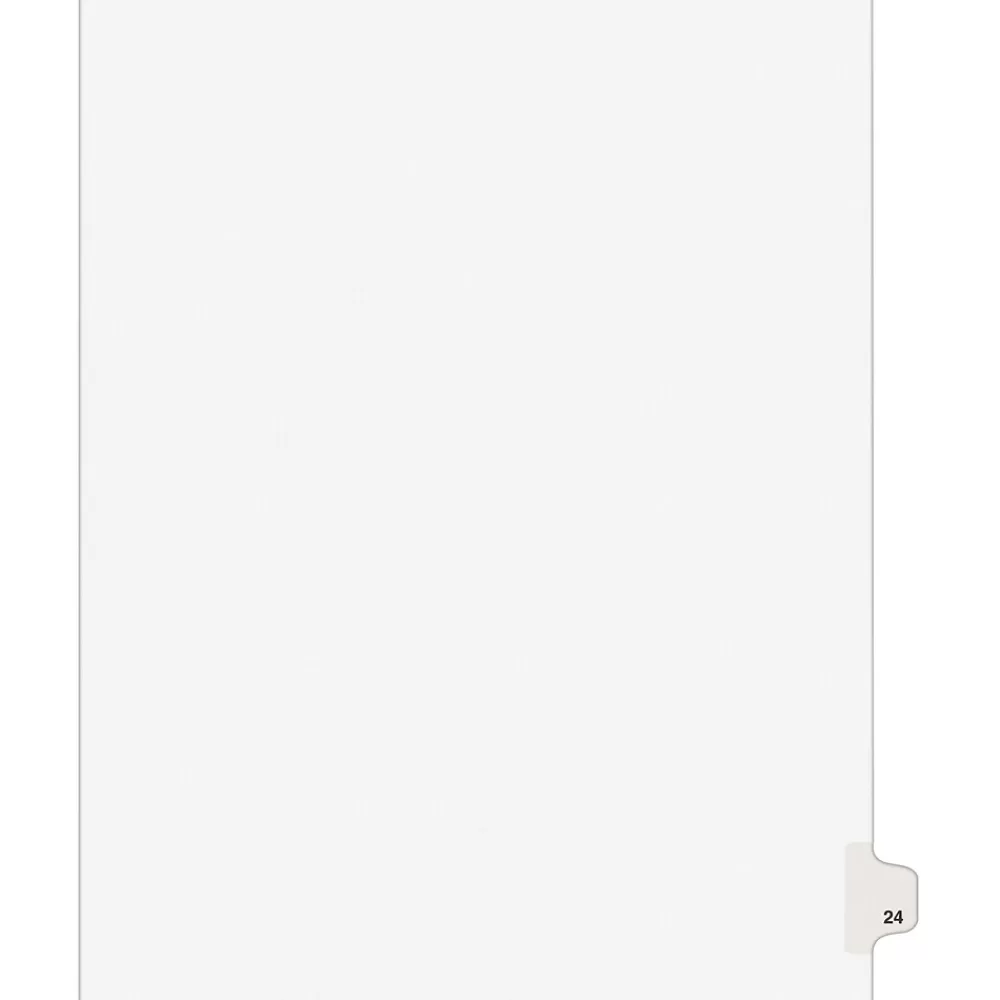 Avery Dividers<Legal Pre-Printed Paper Dividers, Side Tab #24, White, Style, Letter Size, 25/Pack (01024)