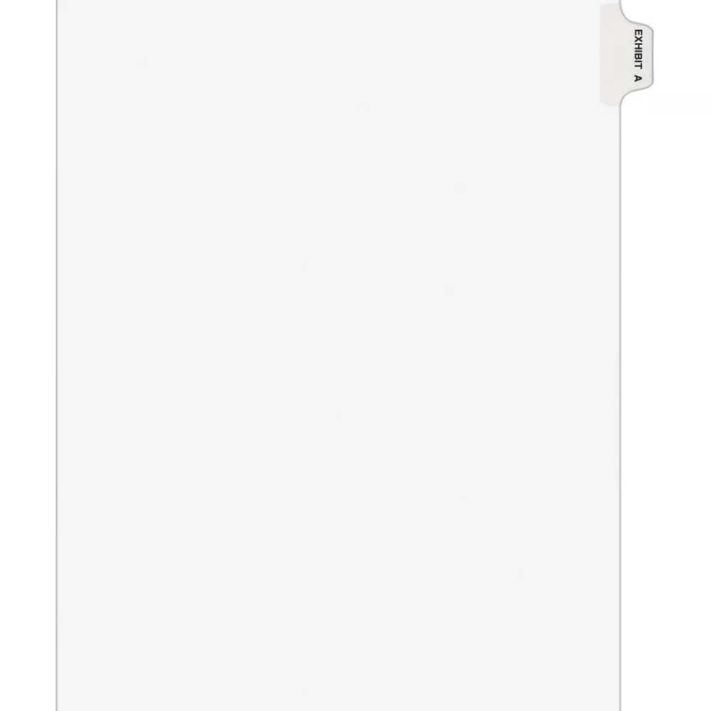 Avery Dividers<Legal Pre-Printed Paper Dividers, Side Tab EXHIBIT A Tab, White, Style, Letter Size, 25/Pack (01371)