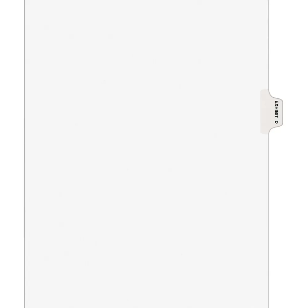 Avery Dividers<Legal Pre-Printed Paper Dividers, Side Tab EXHIBIT D Tab, White, Style, Letter Size, 25/Pack (01374)
