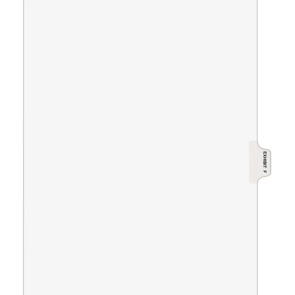 Avery Dividers<Legal Pre-Printed Paper Dividers, Side Tab EXHIBIT F, White, Style, Letter Size, 25/Pack (01376)