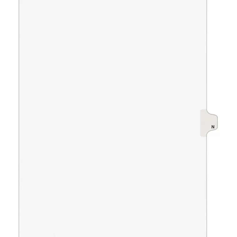 Avery Dividers<Legal Pre-Printed Paper Dividers, Side Tab N, White, Style, Letter Size, 25/Pack (01414)