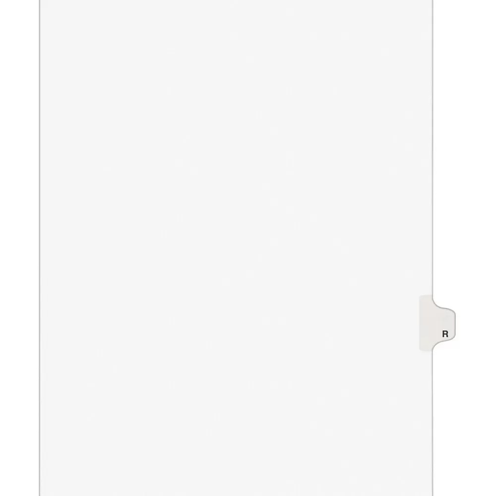 Avery Dividers<Legal Pre-Printed Paper Dividers, Side Tab R, White, Style, Letter Size, 25/Pack (01418)