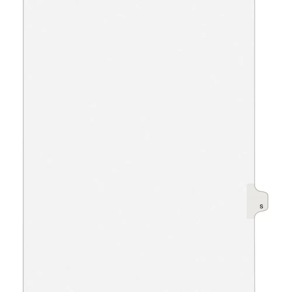 Avery Dividers<Legal Pre-Printed Paper Dividers, Side Tab S, White, Style, Letter Size, 25/Pack (01419)