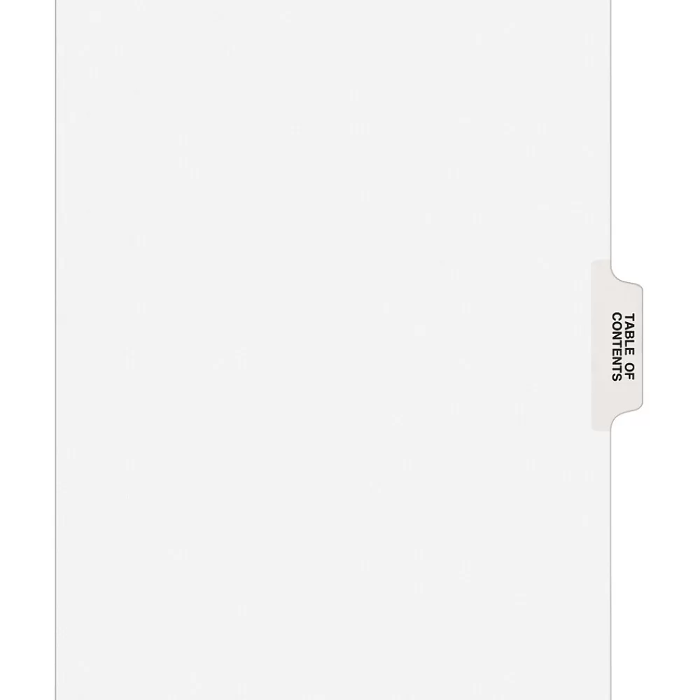 Avery Dividers<Legal Pre-Printed Paper Dividers, Table of Contents-Tab, White, Style, Letter Size, 25/Pack (11910)
