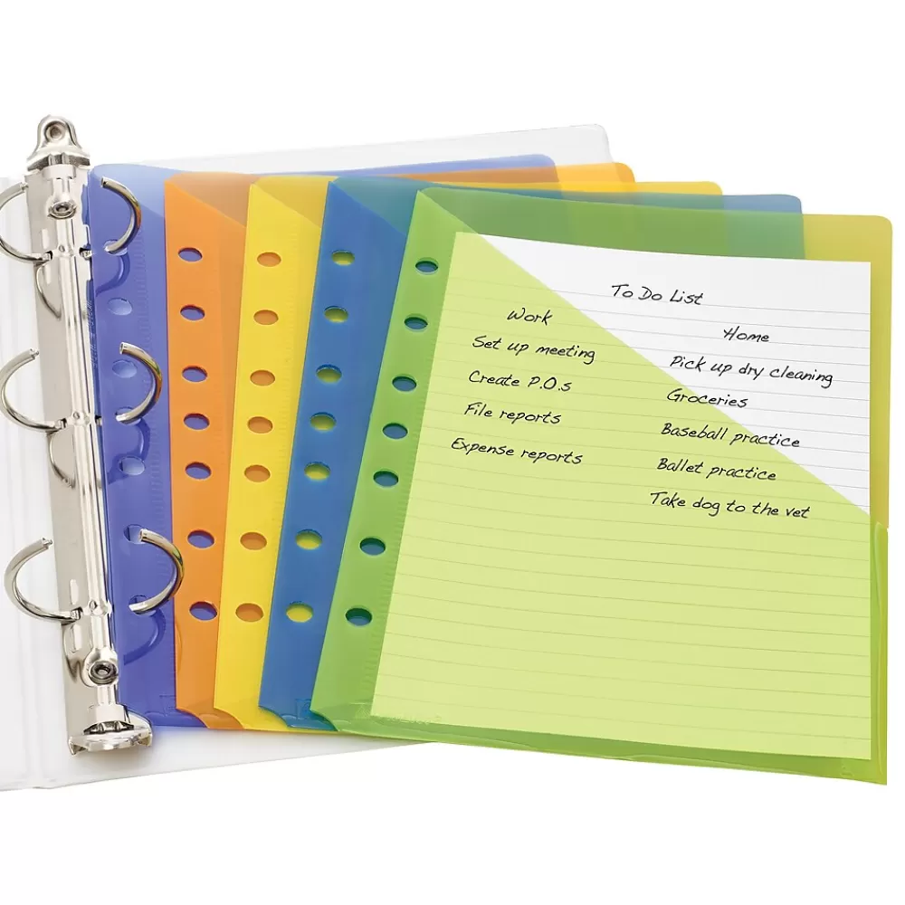 Avery Dividers<Mini Binder Pockets for 5 1/2" x 8 1/2" Paper, Assorted Colors, 5/Pack (75307)