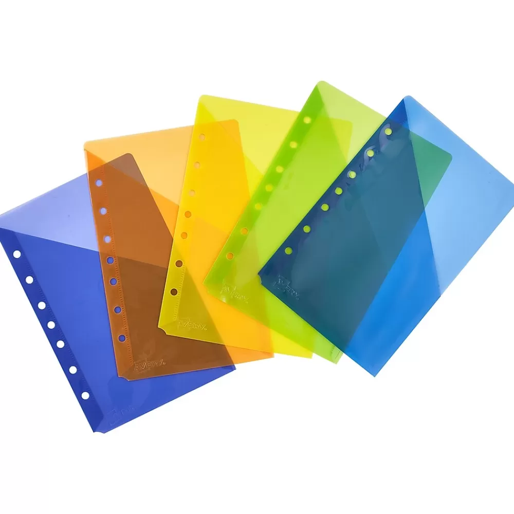 Avery Dividers<Mini Binder Pockets for 5 1/2" x 8 1/2" Paper, Assorted Colors, 5/Pack (75307)