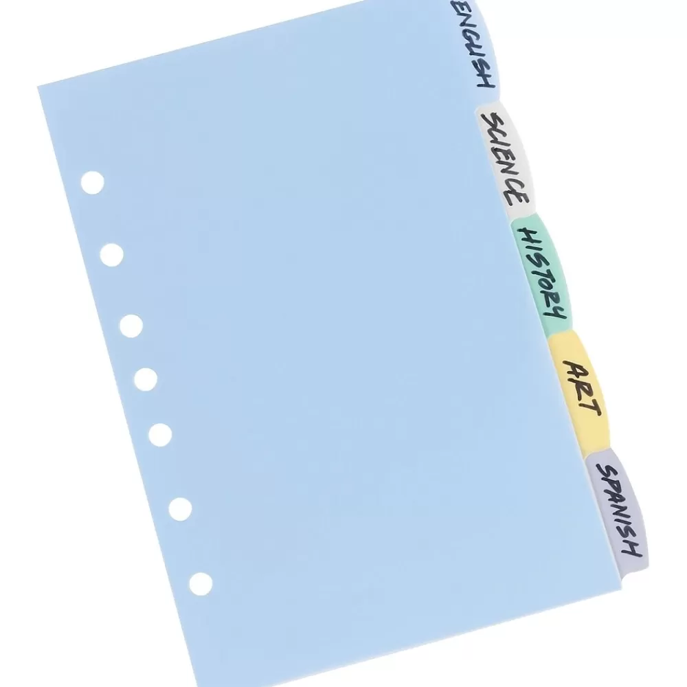 Avery Dividers<Mini Write & Erase Plastic Blank Dividers, 5-Tab, Assorted Colors, 5/Pack (16180)
