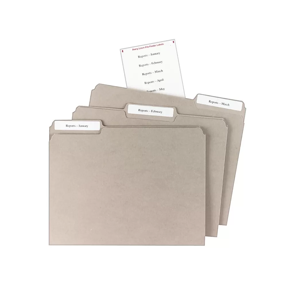 Avery Labels<Mini-Sheets Laser/Inkjet File Folder Labels, 2/3" x 3-7/16", White, 300 Labels/Pack (2181)