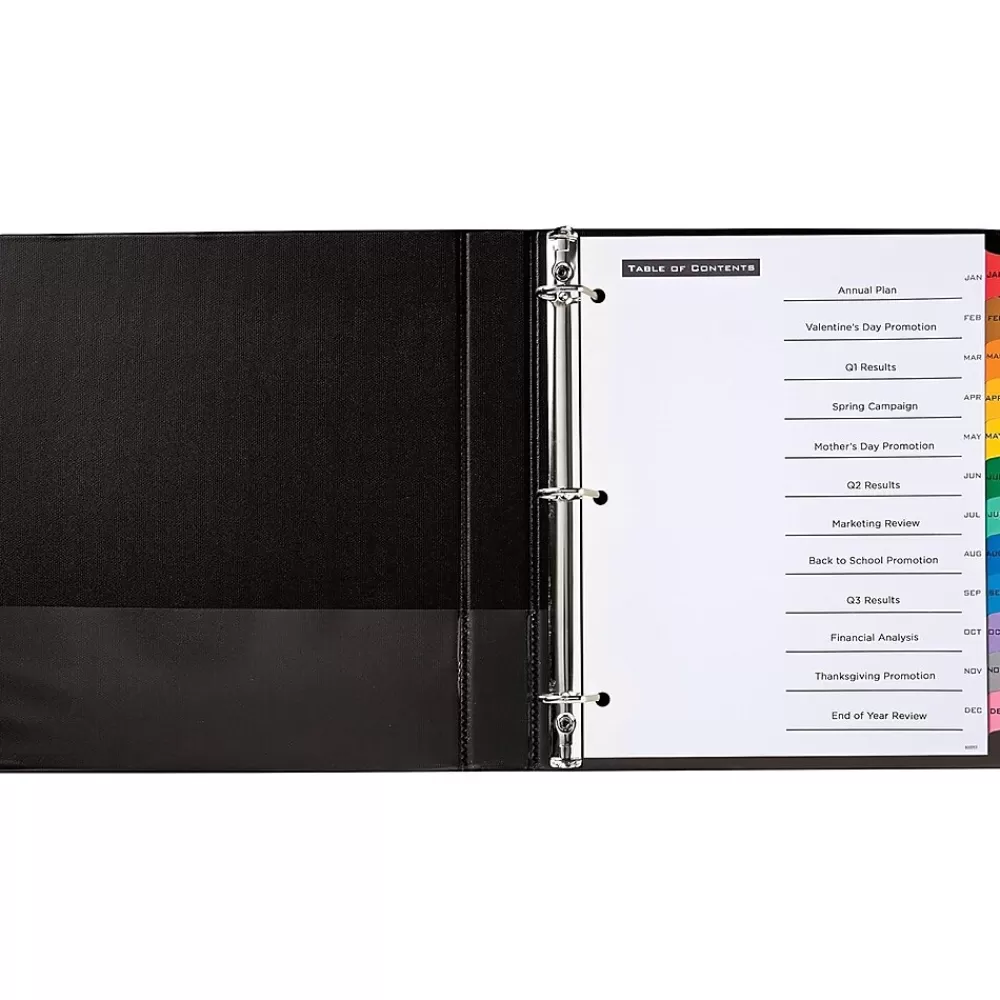 Avery Dividers<Office Essentials Table 'n Tabs Pre-Printed Monthly Paper Divider, Jan-Dec Tabs, Multicolor, 1 Set (AVE11679)