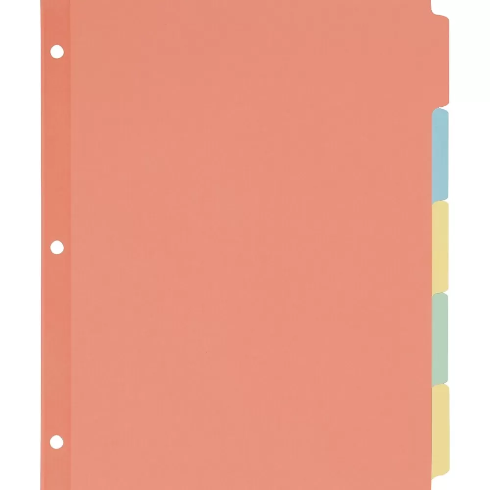 Avery Dividers<Plain Tab Write-On Paper Dividers, 5 Tabs, Multicolor, 36 Sets/Pack (11508)