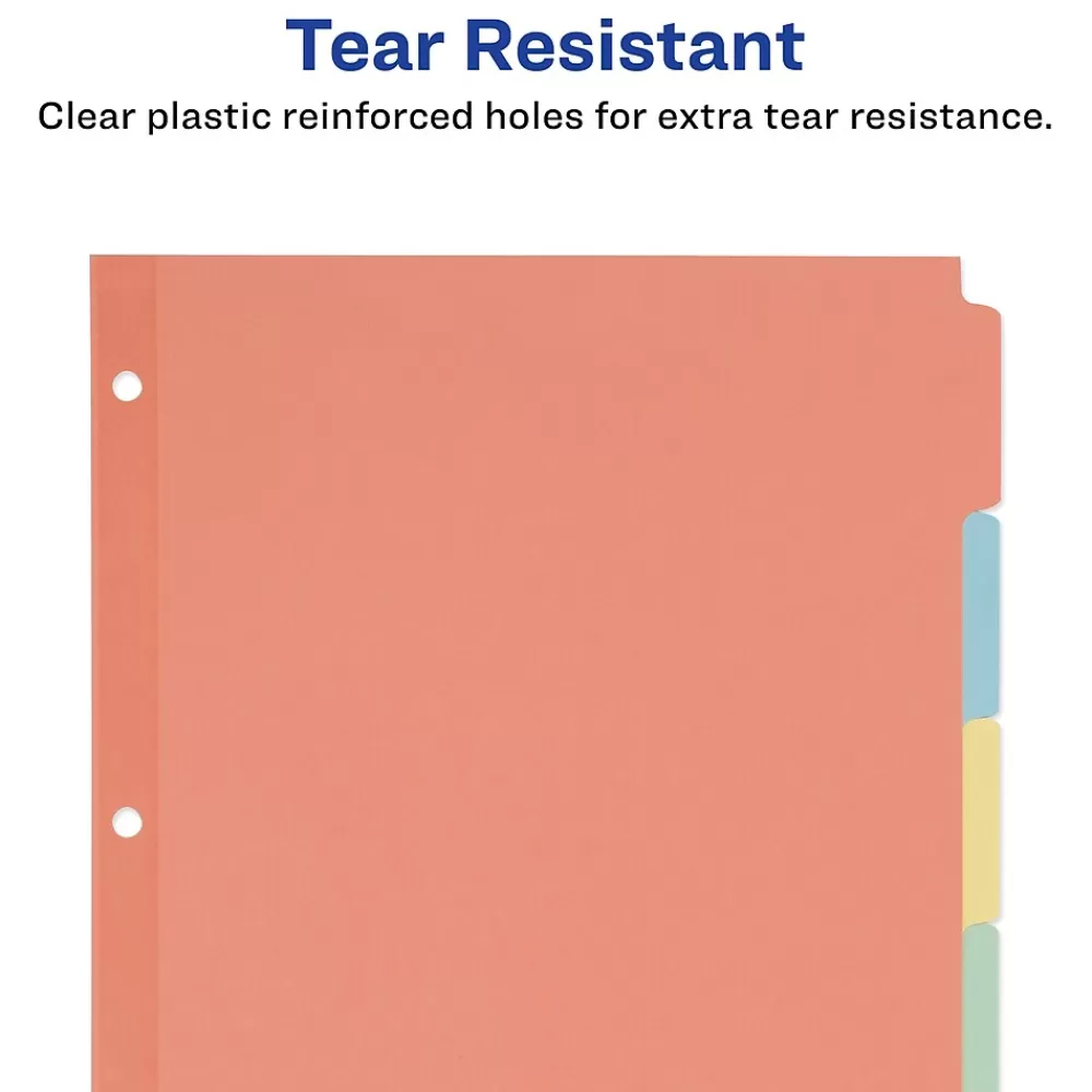 Avery Dividers<Plain Tab Write-On Paper Dividers, 5 Tabs, Multicolor, 36 Sets/Pack (11508)