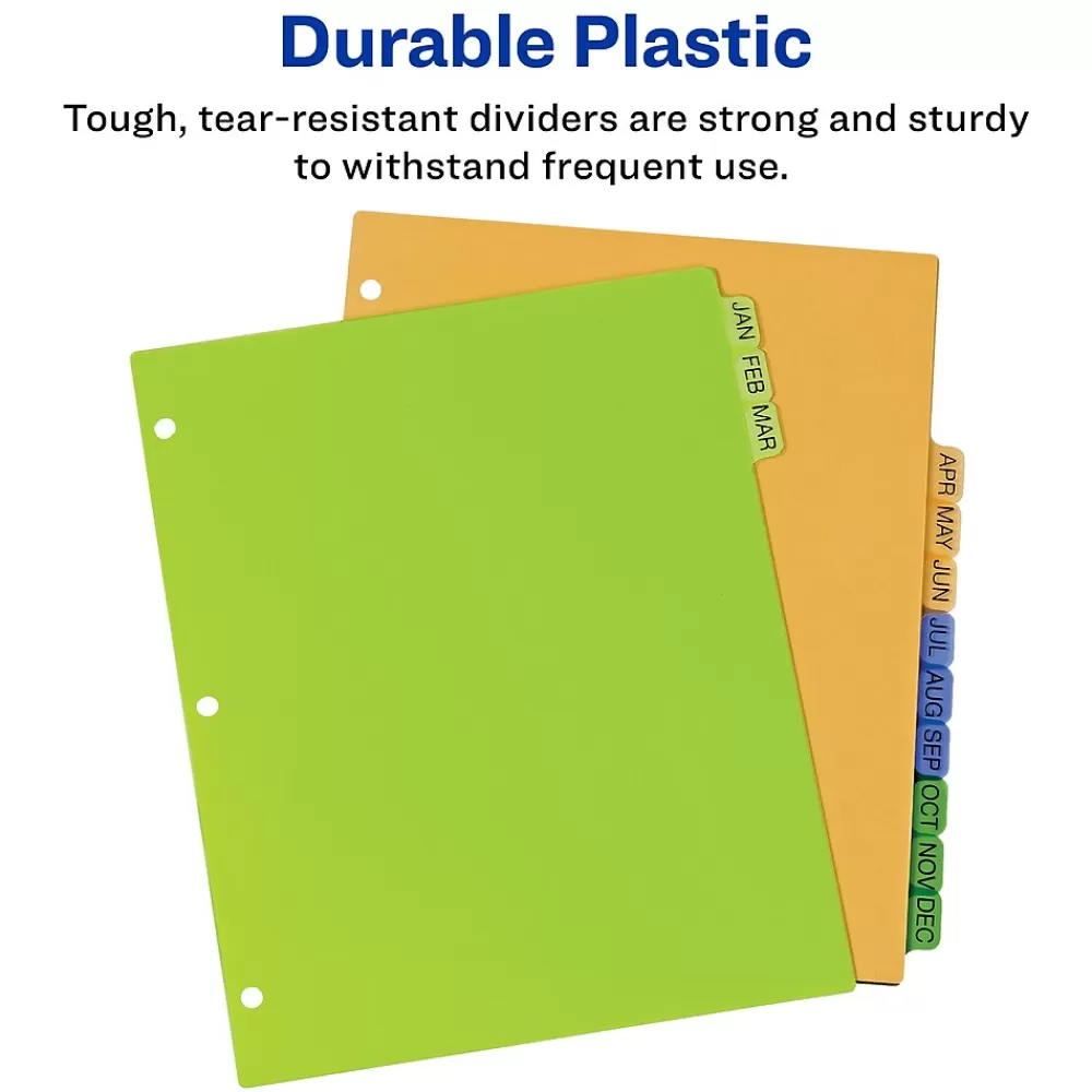 Avery Dividers<Plastic Pre-Printed Monthly Plastic Divider, Jan-Dec Tabs, Multicolor, 1 Set (11331)