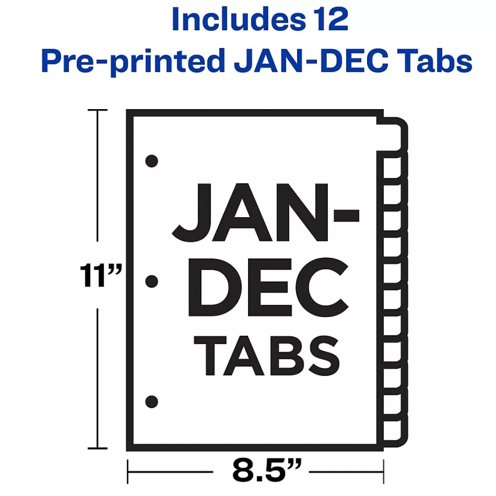 Avery Dividers<Plastic Pre-Printed Monthly Plastic Divider, Jan-Dec Tabs, Multicolor, 1 Set (11331)