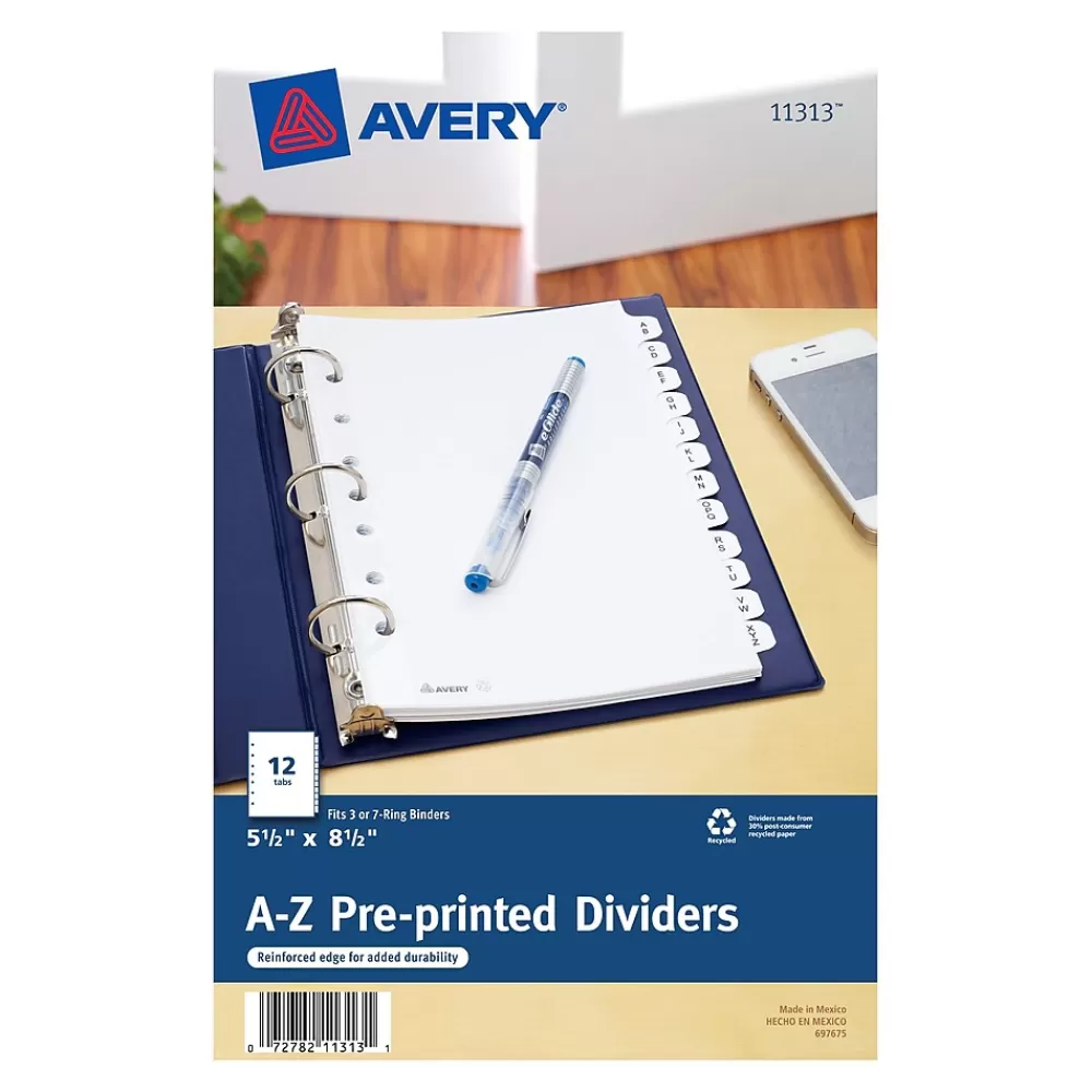 Avery Dividers<Pre-Printed Mini Paper Dividers, A-Z Tabs, White (11313)