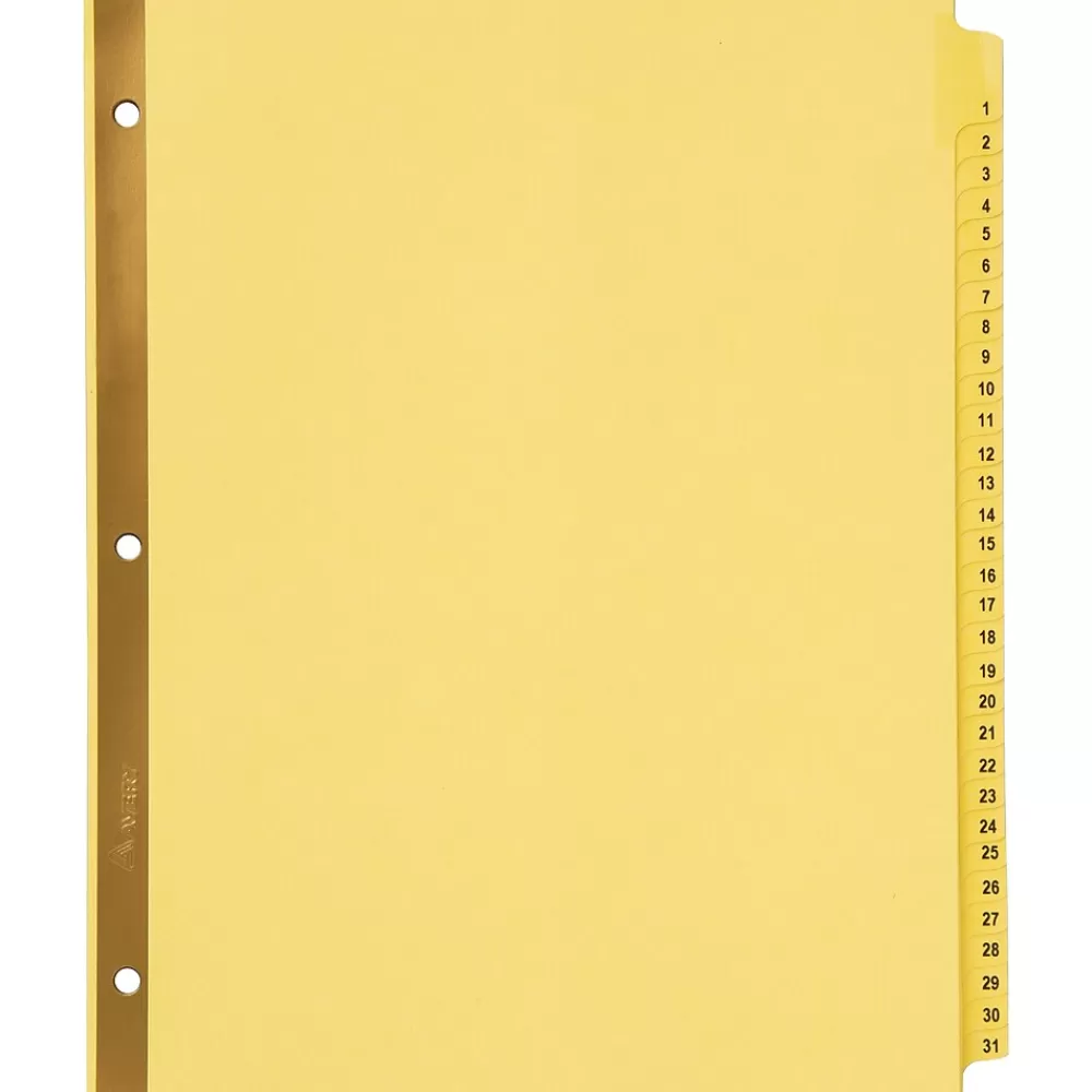Avery Dividers<Pre-Printed Paper Dividers with Laminated Tabs, 1-31 Tabs, Buff, Gold Reinforced (11308)