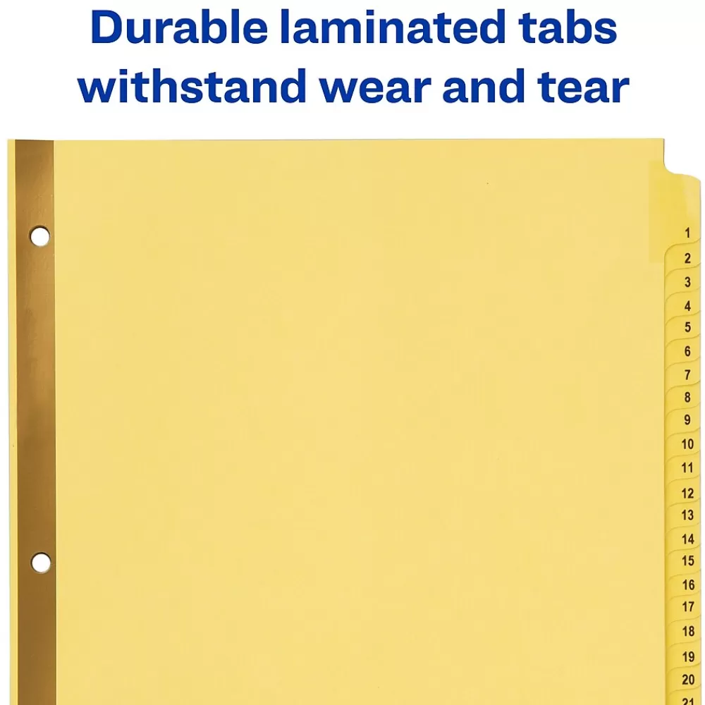 Avery Dividers<Pre-Printed Paper Dividers with Laminated Tabs, 1-31 Tabs, Buff, Gold Reinforced (11308)