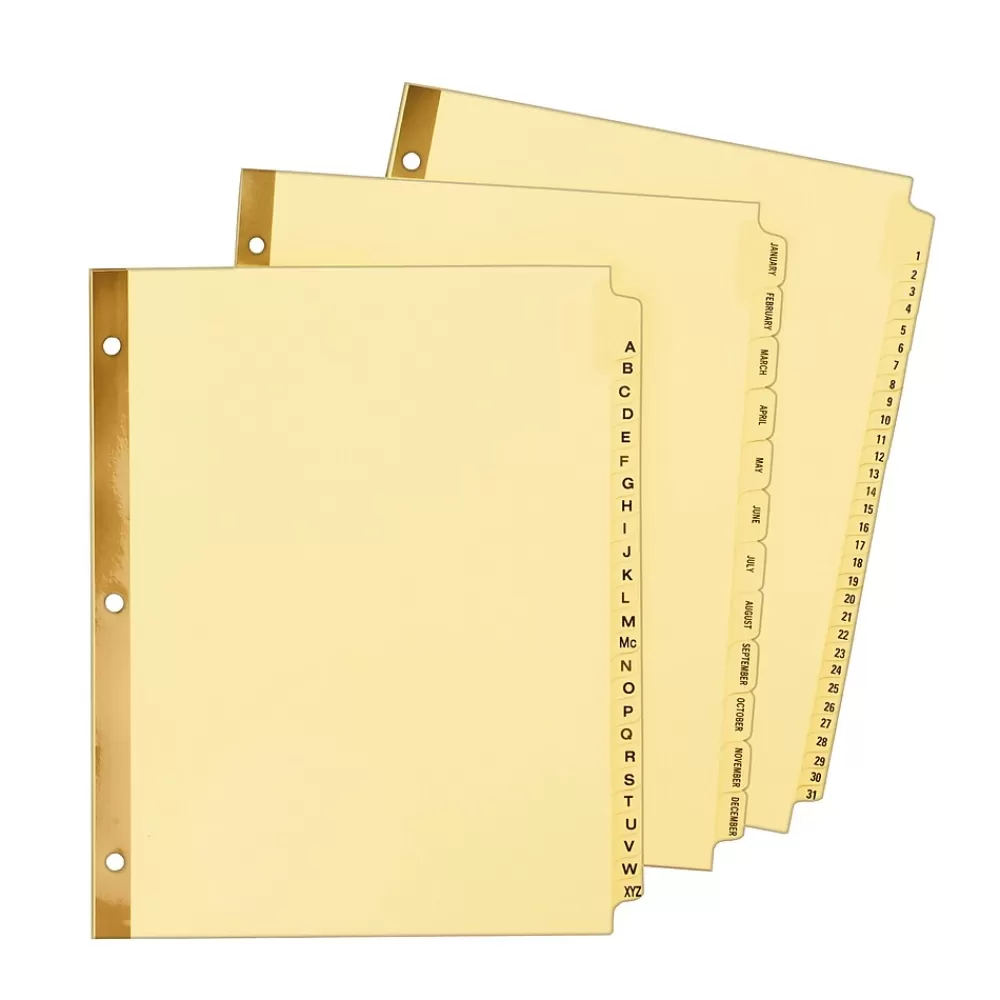 Avery Dividers<Pre-Printed Paper Dividers with Laminated Tabs, 1-31 Tabs, Buff, Gold Reinforced (11308)
