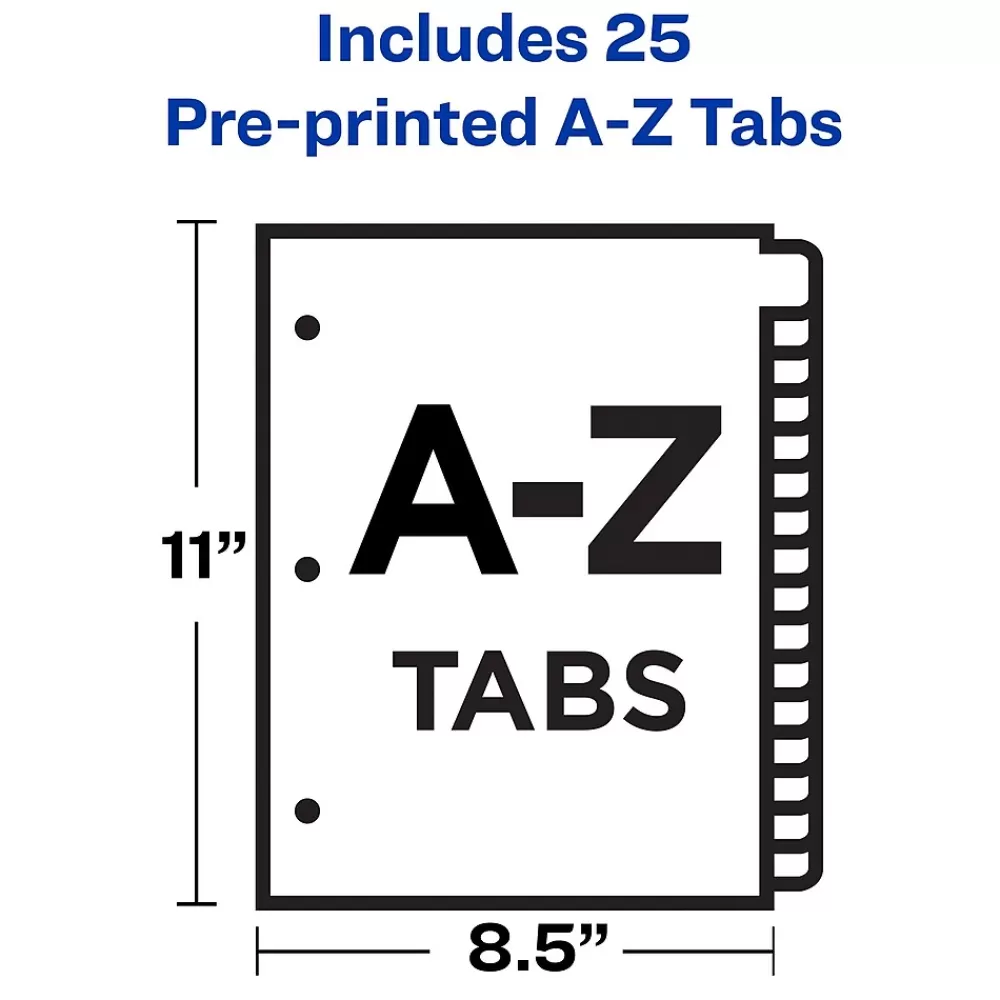 Avery Dividers<Pre-Printed Paper Dividers with Laminated Tabs, A-Z Tabs, Buff, Copper Reinforced (24280)