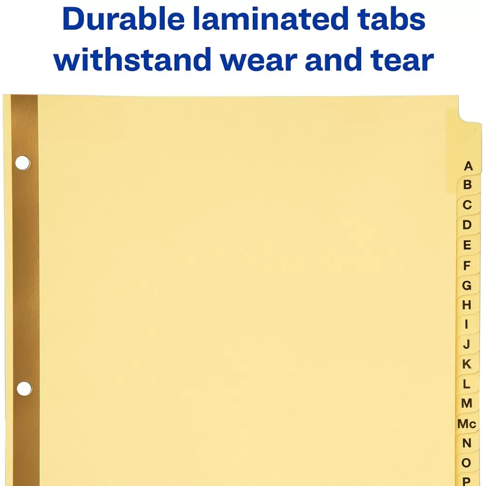 Avery Dividers<Pre-Printed Paper Dividers with Laminated Tabs, A-Z Tabs, Buff, Gold Reinforced (11306)