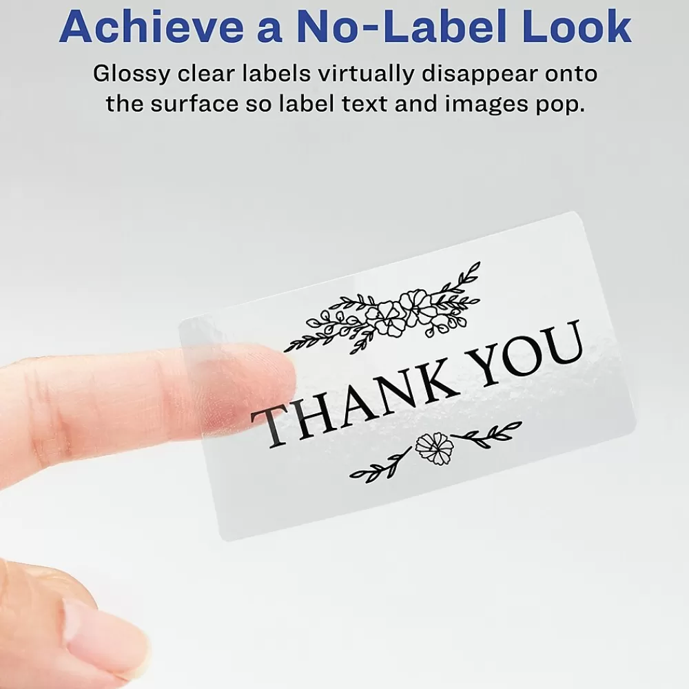 Avery Labels<Print-to-the-Edge Laser/Inkjet Rectangle Labels, 2" x 3", Glossy Clear, 80 Labels/Pack (22822)