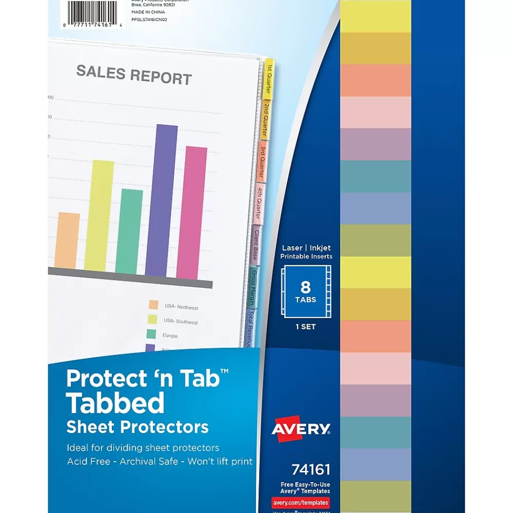 Avery Sheet Protectors<Protect 'n Tab Heavyweight Sheet Protectors, 8-1/2" x 11", Clear, 1/Set (74161)