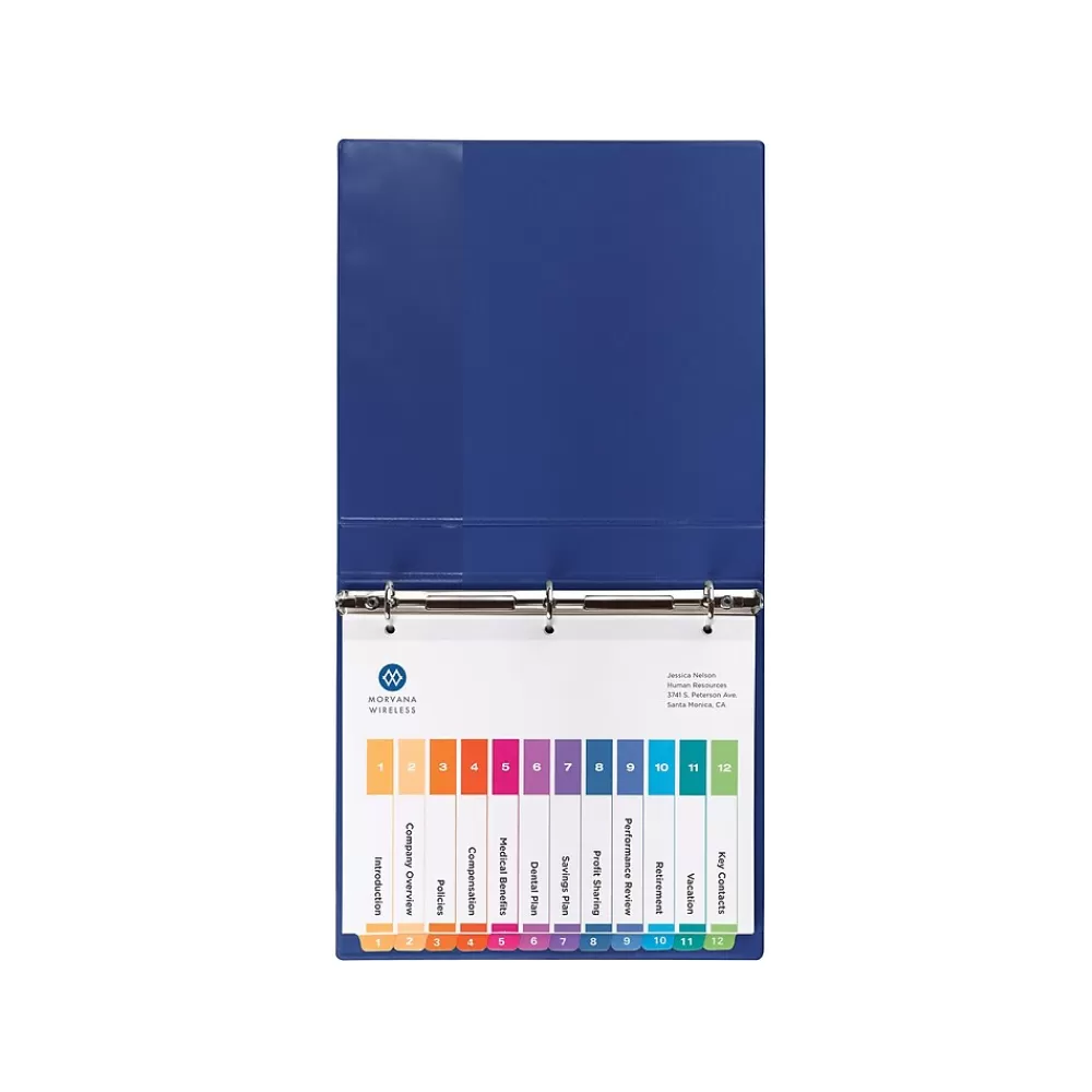 Avery Dividers<Ready Index Numeric Paper Dividers, 12-Tab, Multicolor, 6/Pack (11196)