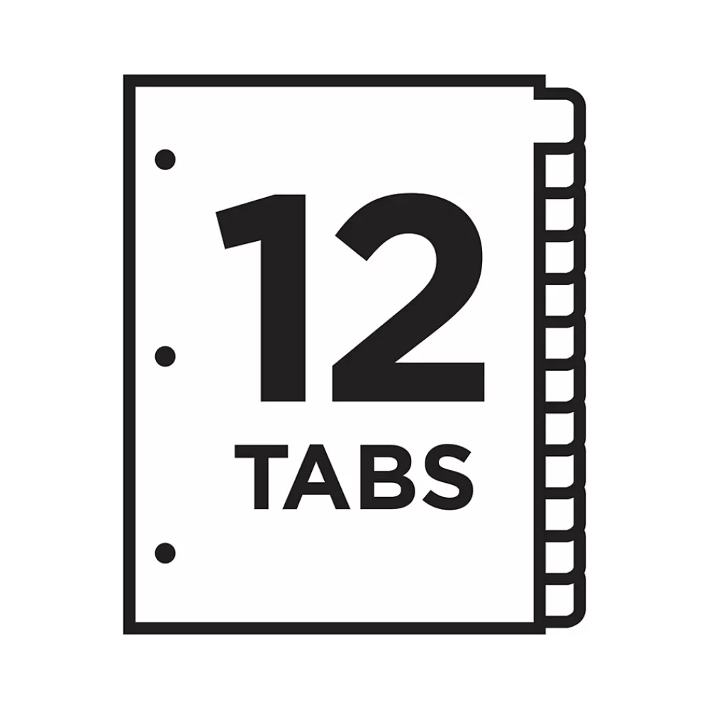 Avery Dividers<Ready Index Numeric Paper Dividers, 12-Tab, Multicolor, 6/Pack (11196)