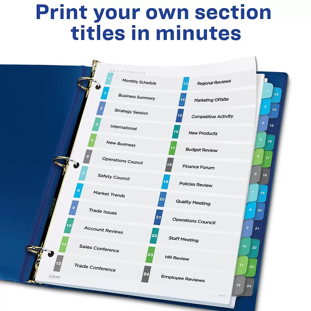 Avery Dividers<Ready Index Table of Contents Double Column Paper Dividers, 1-24 Tabs, Multicolor (11321)