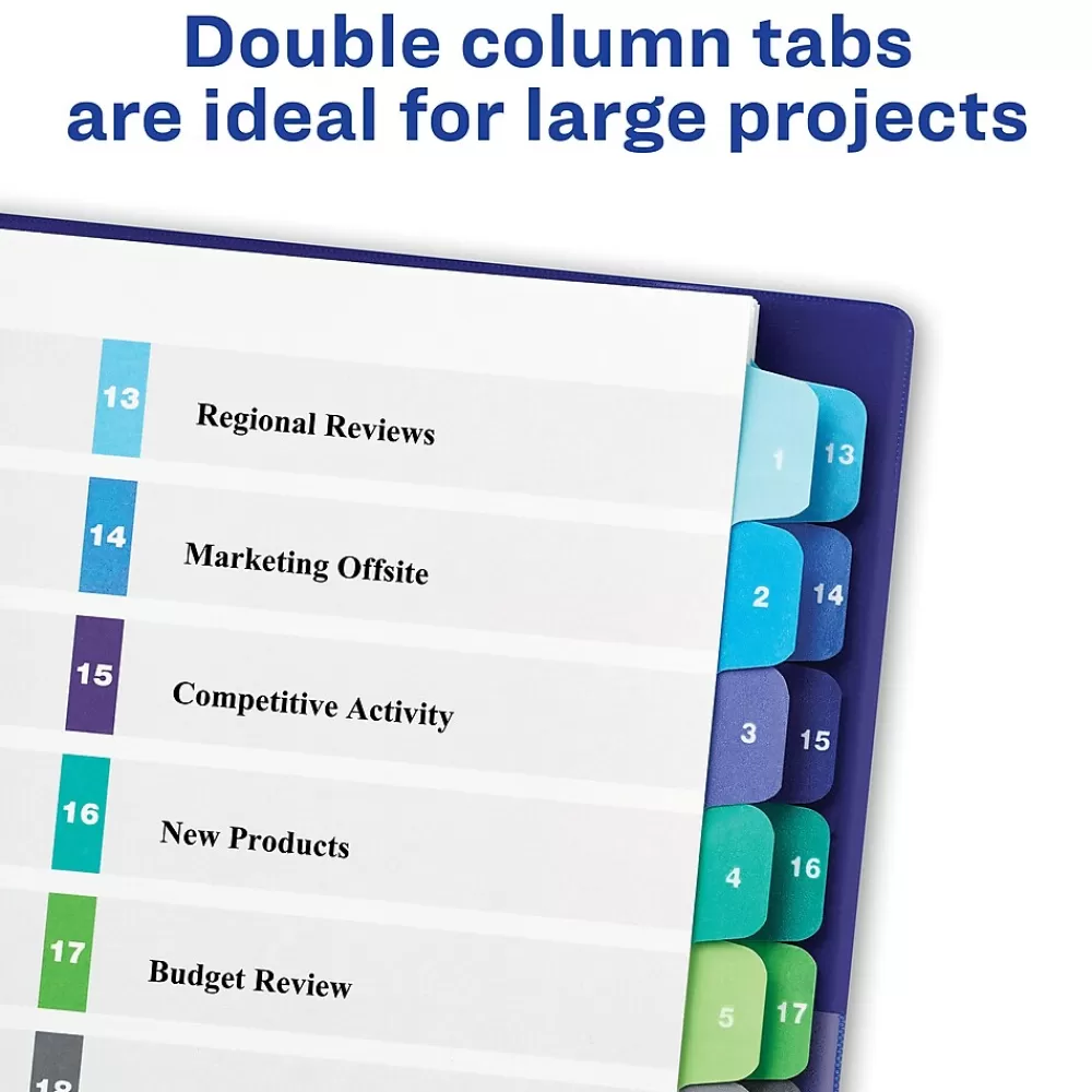 Avery Dividers<Ready Index Table of Contents Double Column Paper Dividers, 1-24 Tabs, Multicolor (11321)