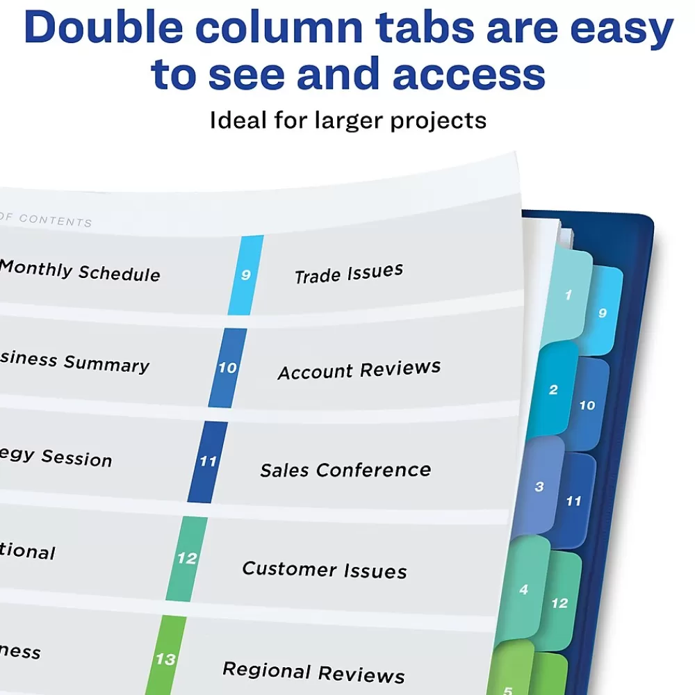 Avery Dividers<Ready Index Table of Contents Double Column Paper Dividers, 1-16 Tabs, Multicolor (11320)