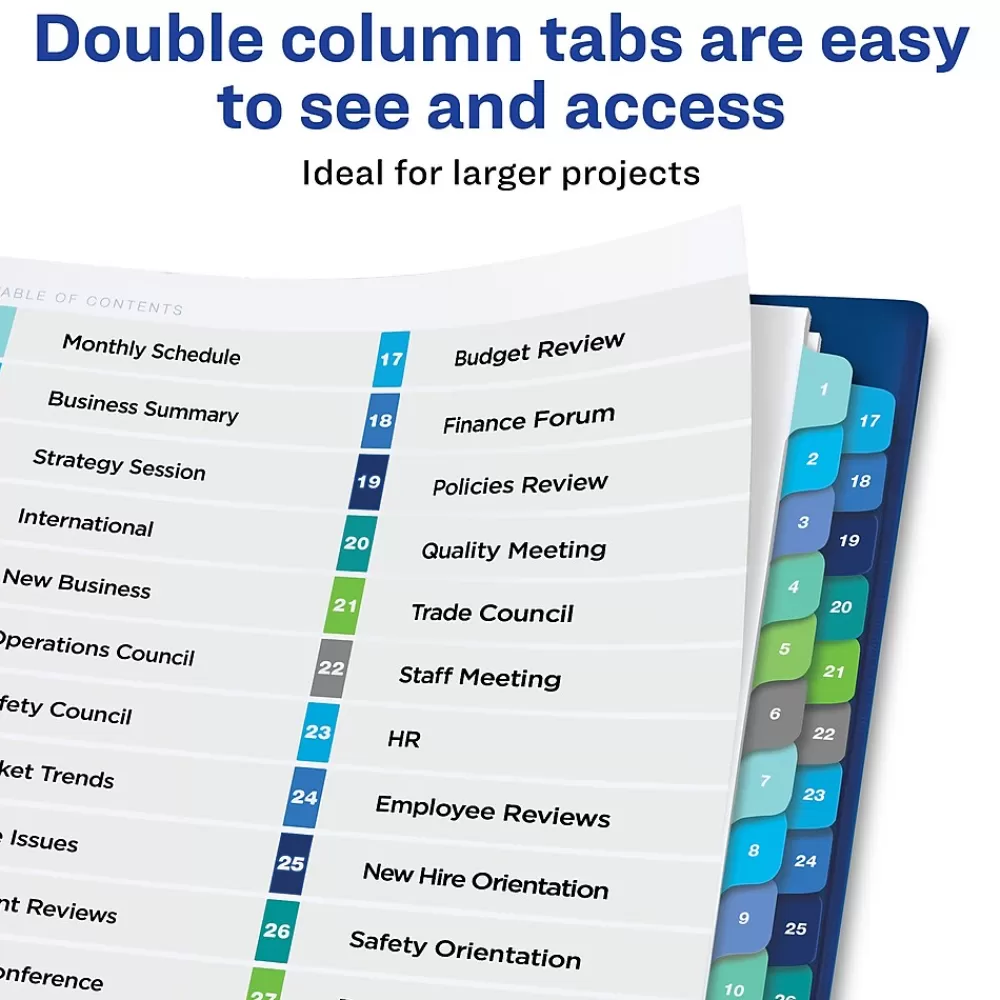 Avery Dividers<Ready Index Table of Contents Double Column Paper Dividers, 1-32 Tabs, Multicolor (11322)