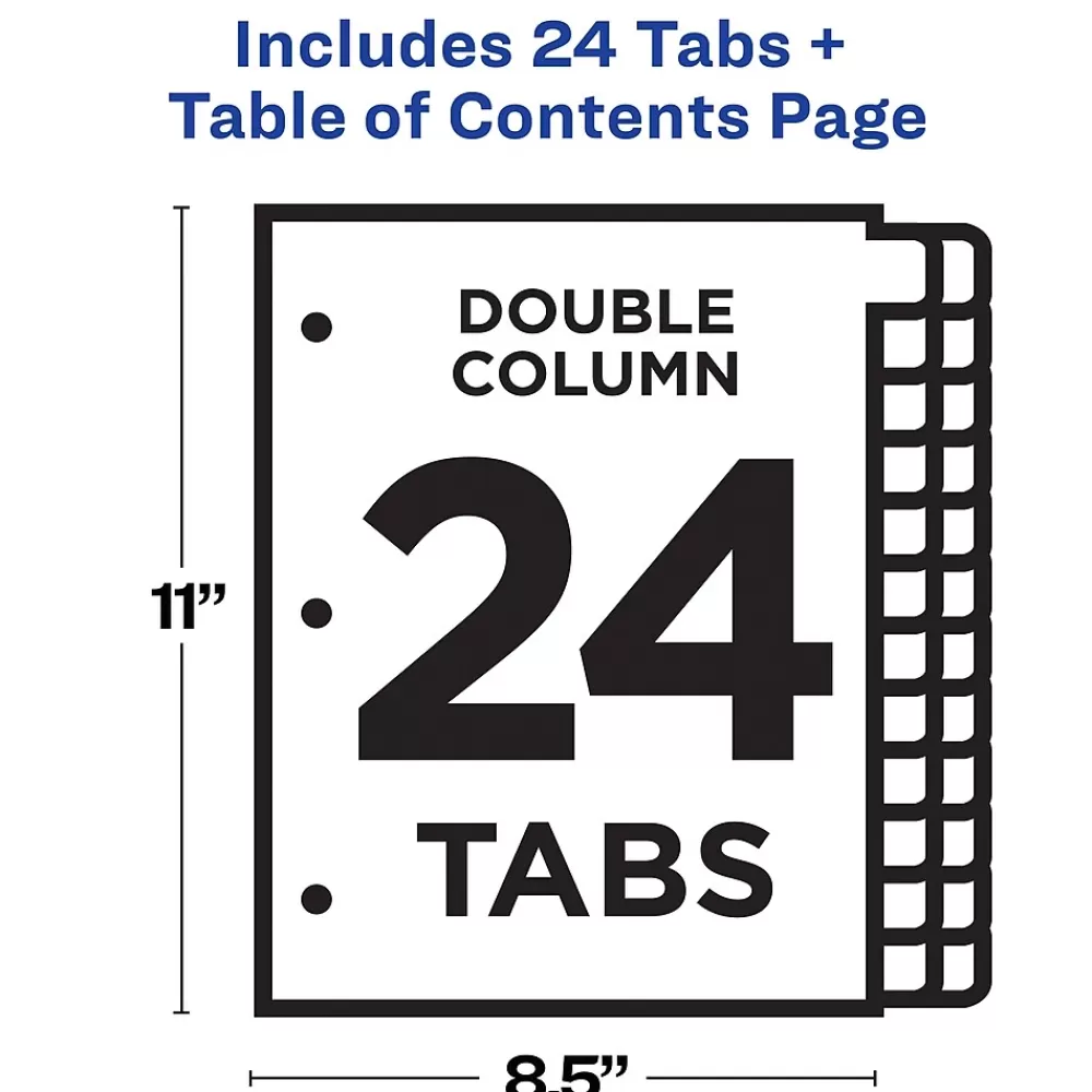 Avery Dividers<Ready Index Table of Contents Double Column Paper Dividers, 1-24 Tabs, Multicolor (11321)