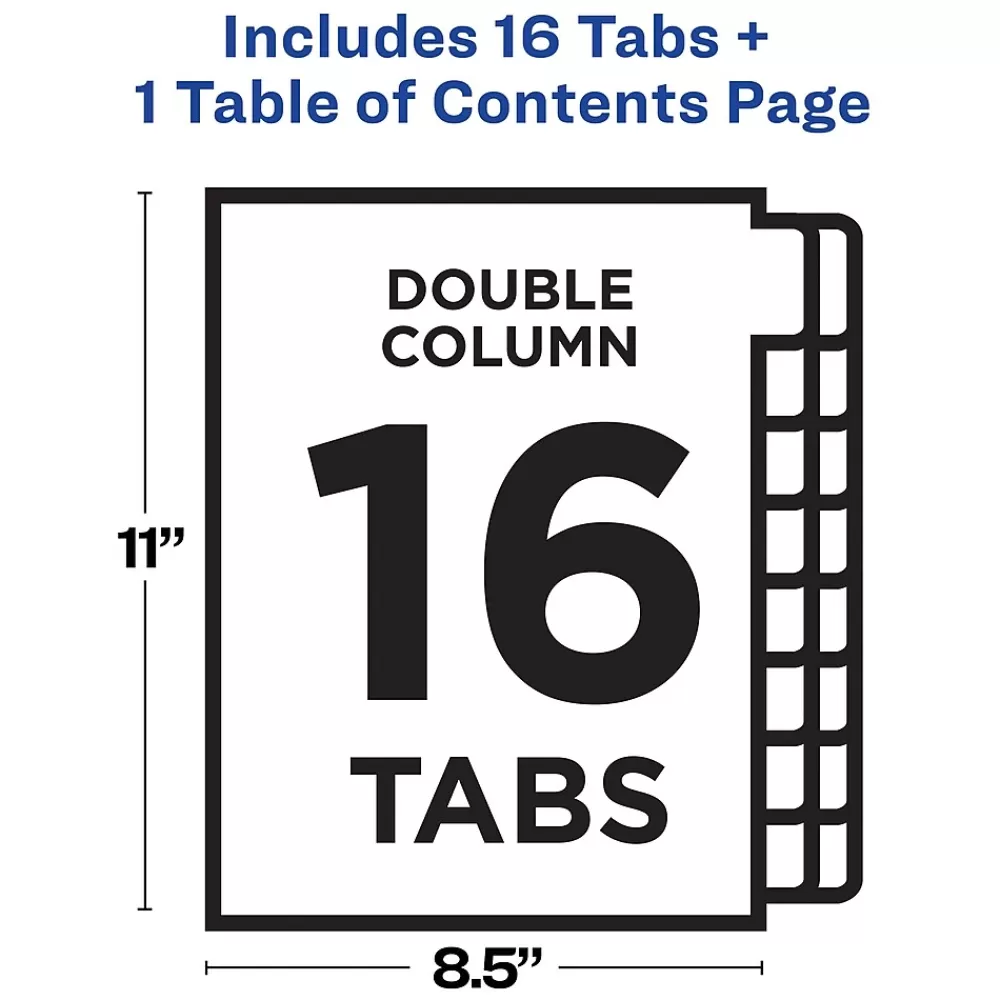 Avery Dividers<Ready Index Table of Contents Double Column Paper Dividers, 1-16 Tabs, Multicolor (11320)