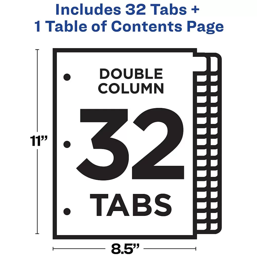 Avery Dividers<Ready Index Table of Contents Double Column Paper Dividers, 1-32 Tabs, Multicolor (11322)